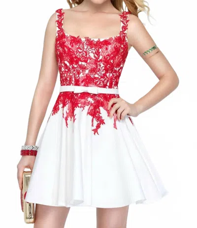 Alyce Paris Lace Embellished Bodice Dress In Diamond White Red