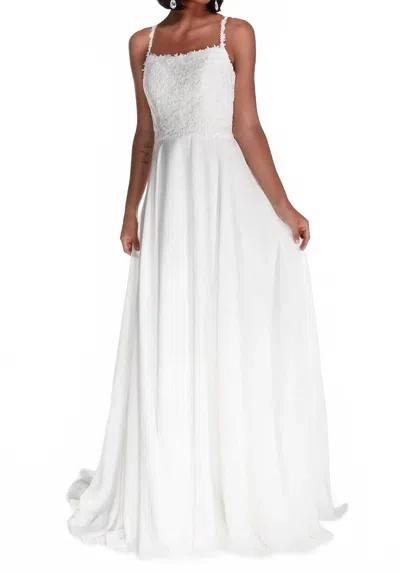 Alyce Paris Laced Straight-across Bridal Gown In Diamond White