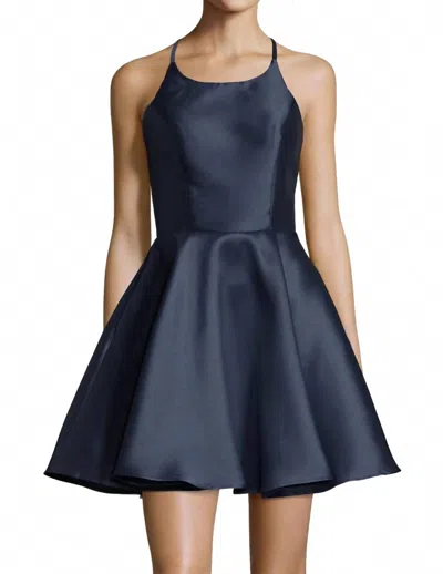 Alyce Paris Sleeveless Halter Cocktail Dress In Midnight In Blue