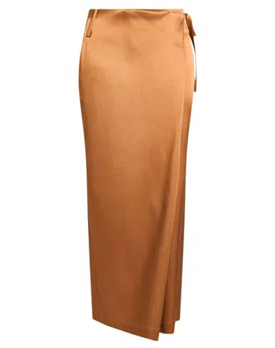 Alysi Chocolat Woman Maxi Skirt Rust Size 10 Viscose, Virgin Wool, Cotton In Brown