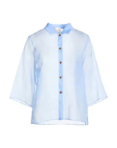 Alysi Chocolat Woman Shirt Light Blue Size 00 Silk