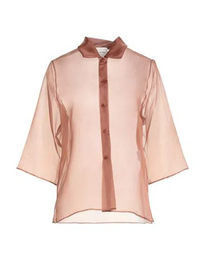 Alysi Chocolat Woman Shirt Tan Size 4 Silk In Neutral