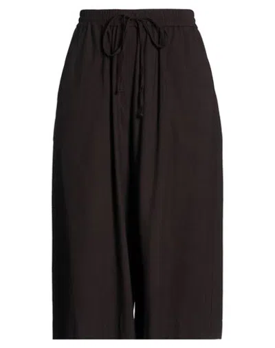 Alysi Crème Woman Pants Dark Brown Size 2 Viscose, Cotton In Pattern