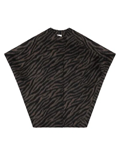 Alysi Jungle Bold Animal Print Wool-mohair Cape In Black