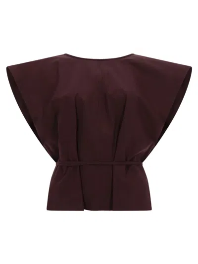 Alysi Sleeveless Top With Belt In Brown
