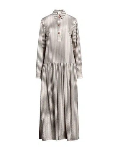 Alysi Woman Maxi Dress Steel Grey Size 4 Cotton, Viscose, Silk