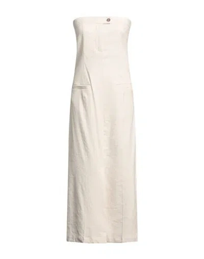 Alysi Woman Midi Dress Cream Size 4 Linen, Viscose, Elastane In White