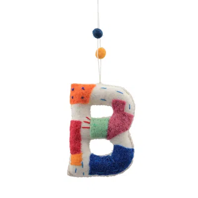 Aman Imports Felt Tie Dye Embroidered Hanging B Ornament