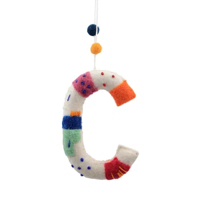 Aman Imports Felt Tie Dye Embroidered Hanging C Ornament