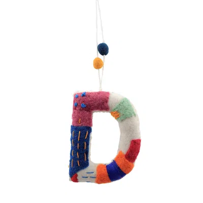Aman Imports Felt Tie Dye Embroidered Hanging D Ornament
