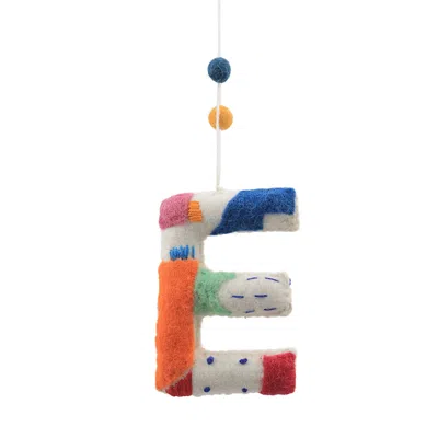 Aman Imports Felt Tie Dye Embroidered Hanging E Ornament