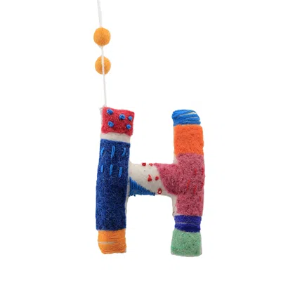Aman Imports Felt Tie Dye Embroidered Hanging H Ornament