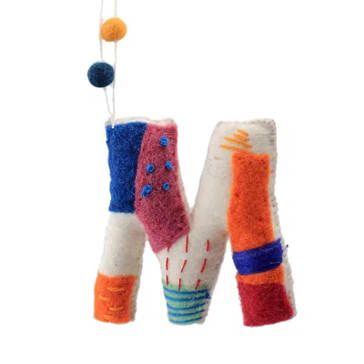 Aman Imports Felt Tie Dye Embroidered Hanging M Ornament