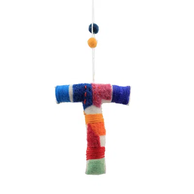 Aman Imports Felt Tie Dye Embroidered Hanging T Ornament