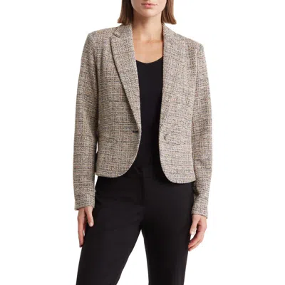 Amanda & Chelsea Tweed One-button Blazer In Black/camel Multi