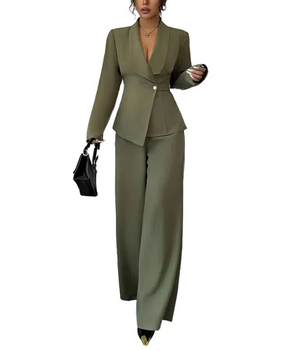 Amanda Royal 2pc Blazer & Pant Set In Green