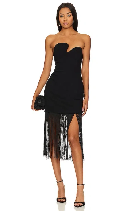 Amanda Uprichard Puzzle Strapless With Fringe Dress In Black