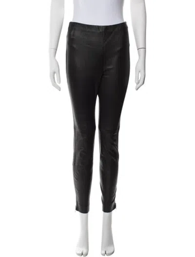 Pre-owned Amanda Wakeley Leather Skinny Leg Pants In Black