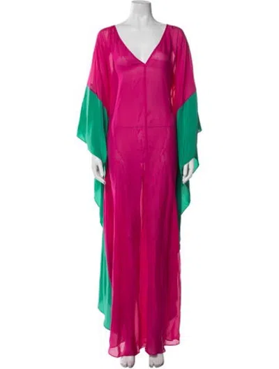 Pre-owned Amanda Wakeley Silk Long Dress In Pink