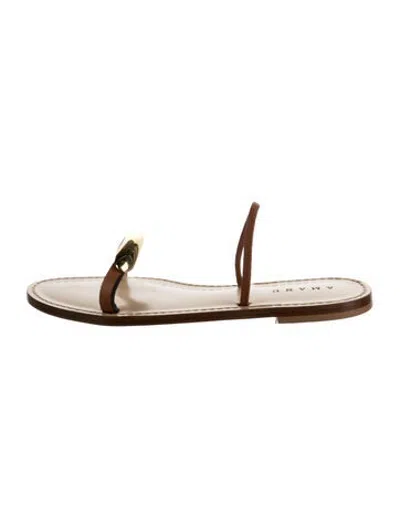 Pre-owned Amanu Leather Sandals In Brown/neutrals