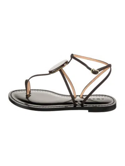 Pre-owned Amanu Leather Sandals W/ Tags In Black