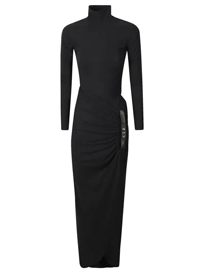 Amazuìn Adriene Fitted High-neck Midi Dress In Black