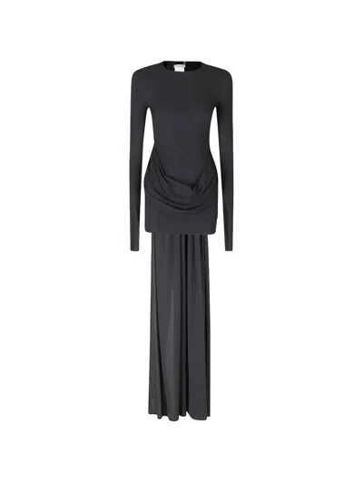 Amazuìn Nicola Draped Floor-length Maxi Dress In Black