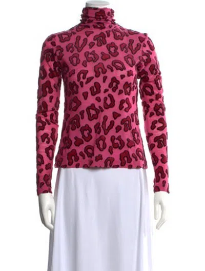Pre-owned Ambush Animal Print Turtleneck Top In Pink