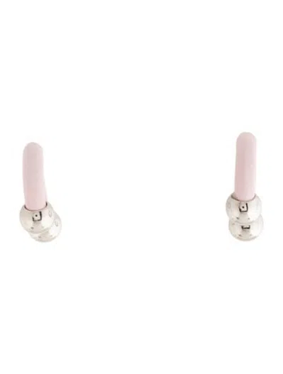 Pre-owned Ambush Enamel Barbell Stud Earrings In Pink