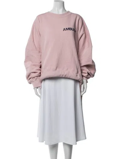Pre-owned Ambush Graphic Print Crew Neck Sweater In Pink