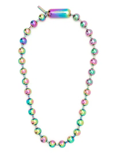 Ambush Iridescent-effect Ball Chain Necklace In Multicolor