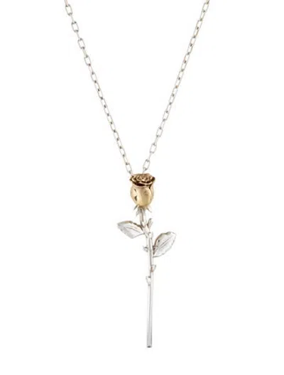 Pre-owned Ambush Rose Pendant Necklace, 22" In Multicolor