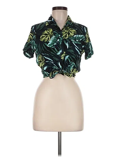 Pre-owned American Apparel Short Sleeve Blouse In Green