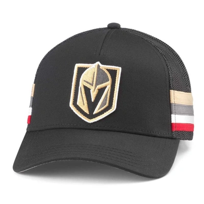 American Needle Black Vegas Golden Knights Hotfoot Stripes Trucker Adjustable Hat