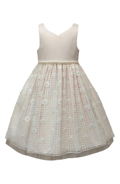 American Princess Kids' Imitation Pearl Lace Sleeveless Dress In Blush