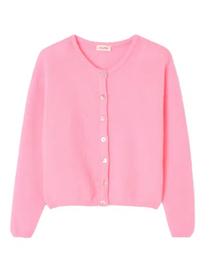 American Vintage Vitow Buttoned Ribbed Cardigan In Pink