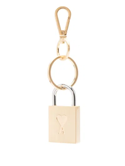 Ami Alexandre Mattiussi Ami De Coeur Heart-lock Keyring In Gold
