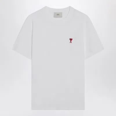 Ami Alexandre Mattiussi Ami Paris Ami De Coeur Cotton T-shirt With Contrasting Chest Embroidery In White
