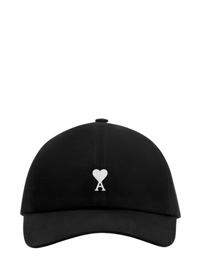 Ami Alexandre Mattiussi Ami Paris Embroidered Heart Motif Adjustable Strap Baseball Cap In Black