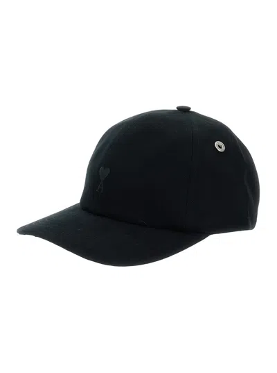 Ami Alexandre Mattiussi Ami Paris Embroidered Heart Motif Adjustable Strap Baseball Cap In Black