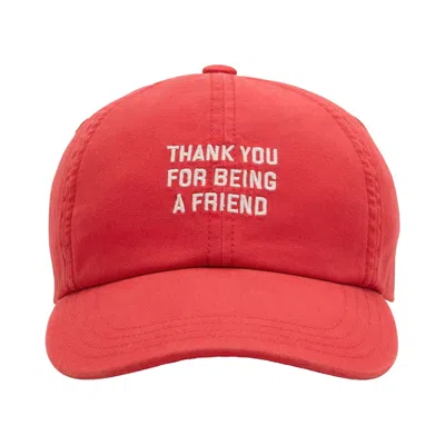 Pre-owned Ami Alexandre Mattiussi Ami Red Cotton "thank You For Being A Friend" Cap 'ruby Red Washed' | Men's Size Onesize
