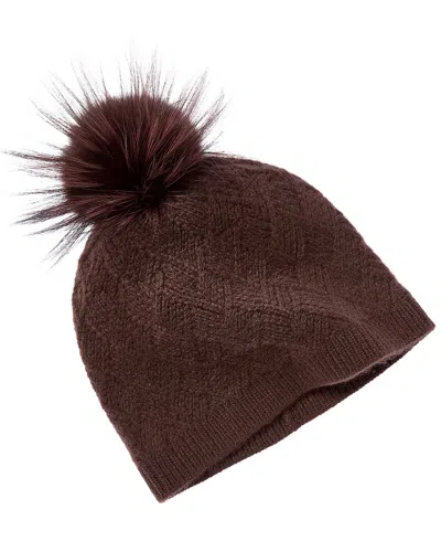 Amicale Cashmere Basketweave Rib Cashmere Hat In Brown