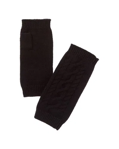 Amicale Cashmere Center Cable Cashmere Handwarmer In Black