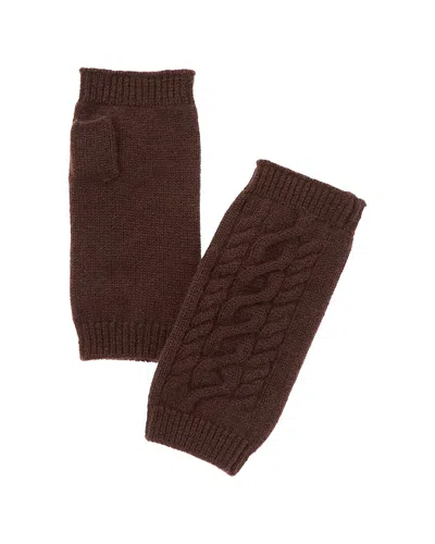 Amicale Cashmere Center Cable Cashmere Handwarmer In Brown
