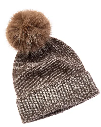 Amicale Cashmere Chunky Rib Marl Knit Cashmere Hat In Multi