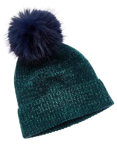 Amicale Cashmere Chunky Rib Marl Knit Cashmere Hat In Green