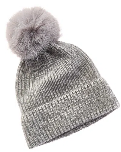 Amicale Cashmere Chunky Rib Marl Knit Cashmere Hat In Gray