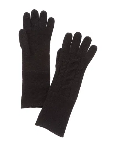 Amicale Cashmere Knit Cable Cashmere Gloves In Black