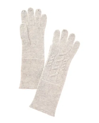 Amicale Cashmere Knit Cable Cashmere Gloves In Grey