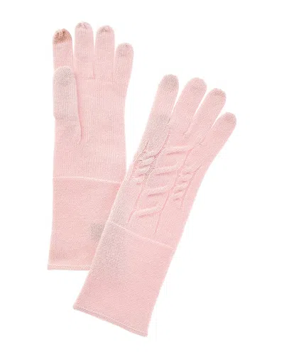 Amicale Cashmere Knit Cable Cashmere Gloves In Pink